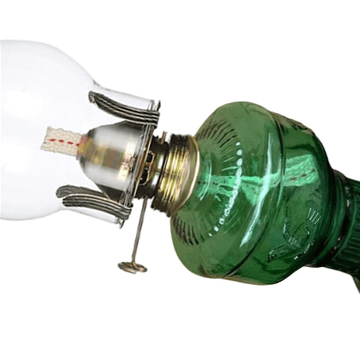 2X Rustic Oil Lamp Vintage Glass Coal Lamp Oil Lamps for Indoor Use Home Decor Lighting Oil Lantern Green