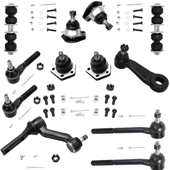 Detroit Axle - 4WD Front 12pc Suspension Kit for Chevy Blazer S10 GMC Sonoma Jimmy Olds Bravada Isuzu Hombre, Ball Joints Sway Bars Tie Rods Idler Pitman Arms Replacement