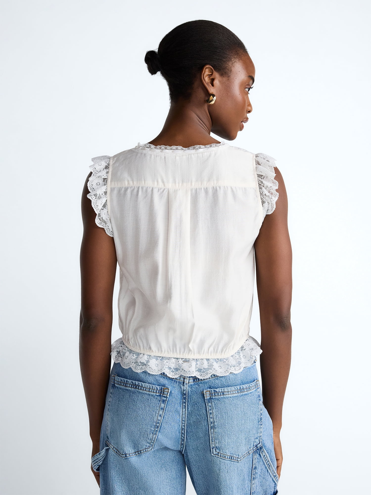 Scoop Women’s Day Lace Trim Top, Sizes XS-XXL