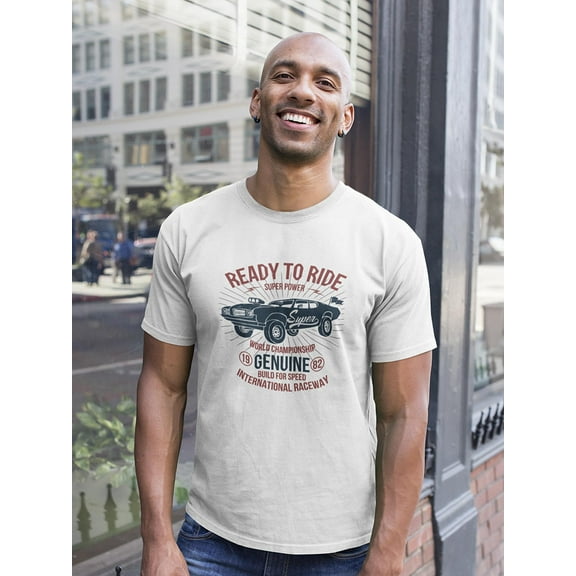 Ready To Ride Vitange Race Car T-Shirt Men -Image by Shutterstock, Male x-Large
