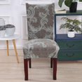 thumbnail image 2 of Stretch Printed Dining Chair Covers, Spandex Removable Washable Dining Chair Protector Slipcovers for Home, Kitchen, Party, Restaurant - Set of 6, Brown, 2 of 7