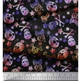 thumbnail image 2 of Soimoi Polyester Crepe Fabric Star,Crossbones & Skull Halloween Print Fabric by The Yard 52 Inch Wide, 2 of 3