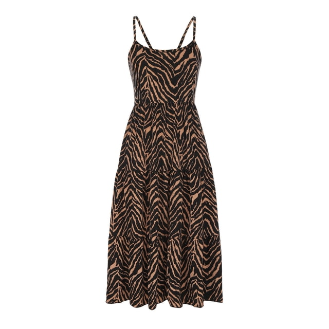 Robe Imprimé Léopard Parent-Enfant Mode Été Robe de Plage Sans Manches Imprimé Léopard Ensemble Mère-Fille Maman Robe de Plage Été
