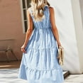 thumbnail image 6 of Henpk Summer Dresses for Women Striped T Shirt Dress Casual Midi Dress Short Sleeve Sundress with Pockets Sexy Fashion Casual Slim Casual Sleeveless V-Neck Dress Blue L, 6 of 9