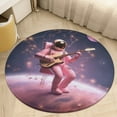 thumbnail image 5 of Space Astronaut Soft Bedroom Round Area Rug, Washable Cute Nursery Circle Throw Mat, Non-Slip Contemporary Small Low Pile Floor Carpet for Dorm Bedside, 5 of 7