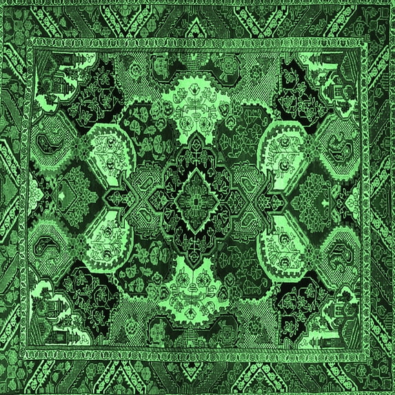 Ahgly Company Indoor Square Persian Emerald Green Traditional Area Rugs, 8' Square