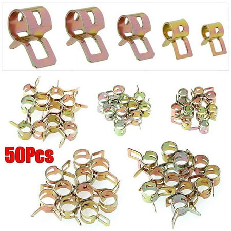 

50Pcs Fastener Spring Clip Clamps for Fuel Water Line Hose Pipe Air Tube