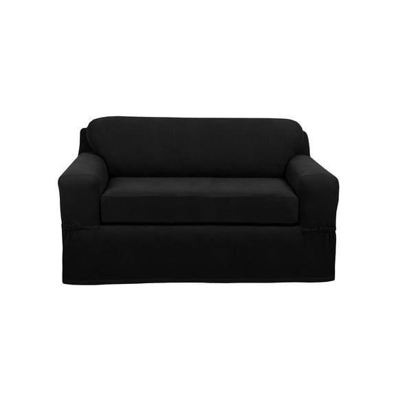 Zenna Home Pixel 2-Piece Stretch Loveseat Furniture Slipcover, Black