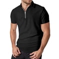 thumbnail image 1 of Camiseta de verano para hombre de color liso con solapa y cremallera - Camiseta informal de manga corta para actividades al aire libre, poliéster, diseño ligero (S-XXL), 1 of 8