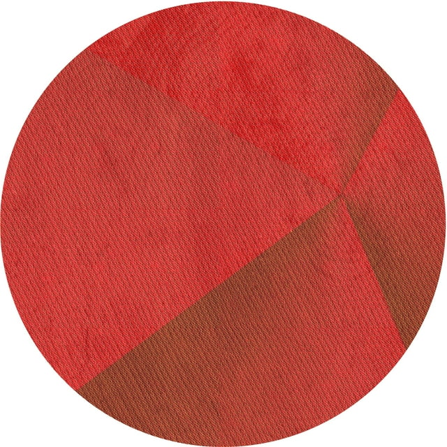 Ahgly Company Tapis Rond Lavable en Machine Intérieur Transitionnel Rouge, 4 Pieds Rond