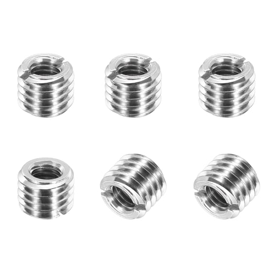 Thread Adapters Sleeve Reducing Nut, 6Pcs M10x1.5 Male to M6x1 Female Repairing Insert Nut Screw Reducer Conversion 303 Stainless Steel Fastener 8mm