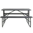 thumbnail image 6 of Gray Outdoor Foldable Woodgrain Portable Picnic Table Set, 6 of 18