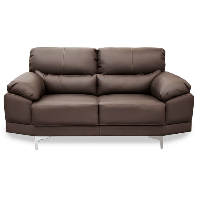 Love Seat de de Piel Genuina, 2 plazas, Modelo Lisboa, Color Chocolate, Elegante, cómodo y Moderno, Hecho en Mexico. Medidas 166 X 85 X 90 cm.