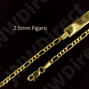 10k Gold Figaro Cuban ID Bracelet Engravable for Child Kid Baby Children Unisex (5",Figaro,2.5mm)