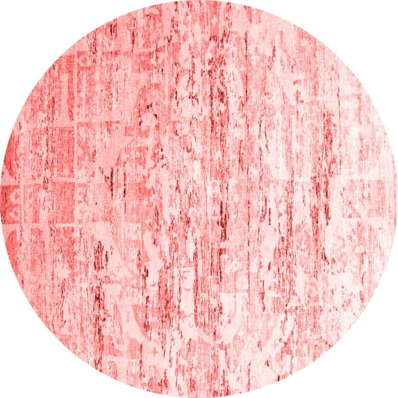 Ahgly Company Indoor Round Abstract Red Contemporary Area Rugs, 8' Round