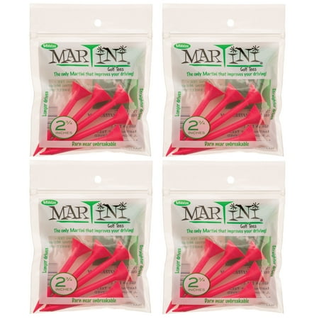2 3/4" Midsize Martini Golf Tees - 4 Packs of Pink - 20 Tees Total - Virtually Unbreakable