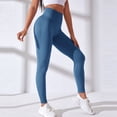 thumbnail image 2 of Hifoo Women Solid Color Seamless Knit Gym Pants High Waist Belly Tight Gym Pants Stretch Yoga Pants Leggings Comfort Wear, 2 of 8