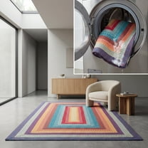 SAFAVIEH Braided Ellen Bordered Machine Washable Reversible Area Rug, Red/Orange, 6' x 9'