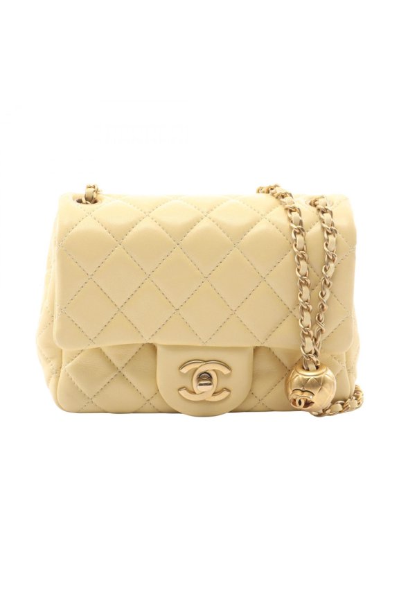 Pre-Owned Chanel Mini Matelass Shoulder Bag/Handbag, Lambskin Leather, Women's, Yellow