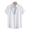 thumbnail image 2 of Men's Casual Loose Fit Short Sleeve Printed Shirt for Everyday Wear from Men Shirts 2 White L, 2 of 8