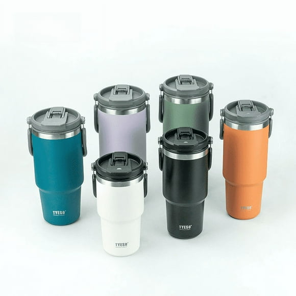 Taza de agua de gran capacidad, taza térmica de acero inoxidable 304 para automóvil, taza de hielo simple con pajita, taza de café, leche, té