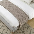 thumbnail image 3 of Jamar Taupe Polyester 50x60 Inches Chenille Diamond Cable Cozy Knit Throw, 3 of 8