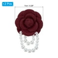 thumbnail image 2 of Uxcell Fabric Camellia Flower Brooch Elegant Pearl Tassel Pin Bracelet Dual Use for Women, Wine Red,2 Pack, 2 of 7