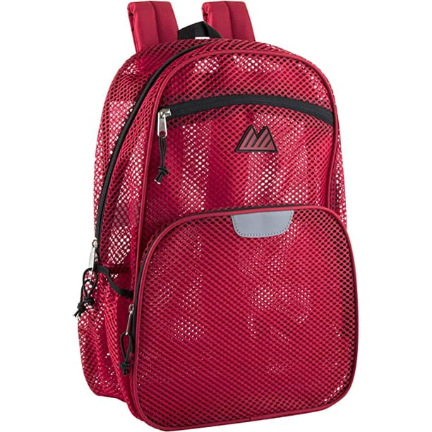 Summit Ridge, Unisex Collapsible Mesh Backpacks with Reflective Strip for School, Beach Red