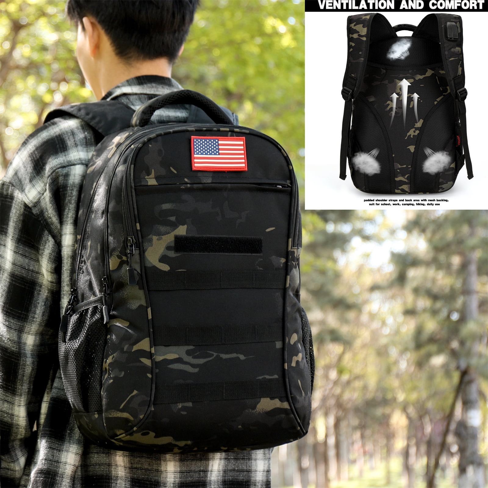 Walmart Camo Backpack, 40L Tactical Army School Bag for Teens 