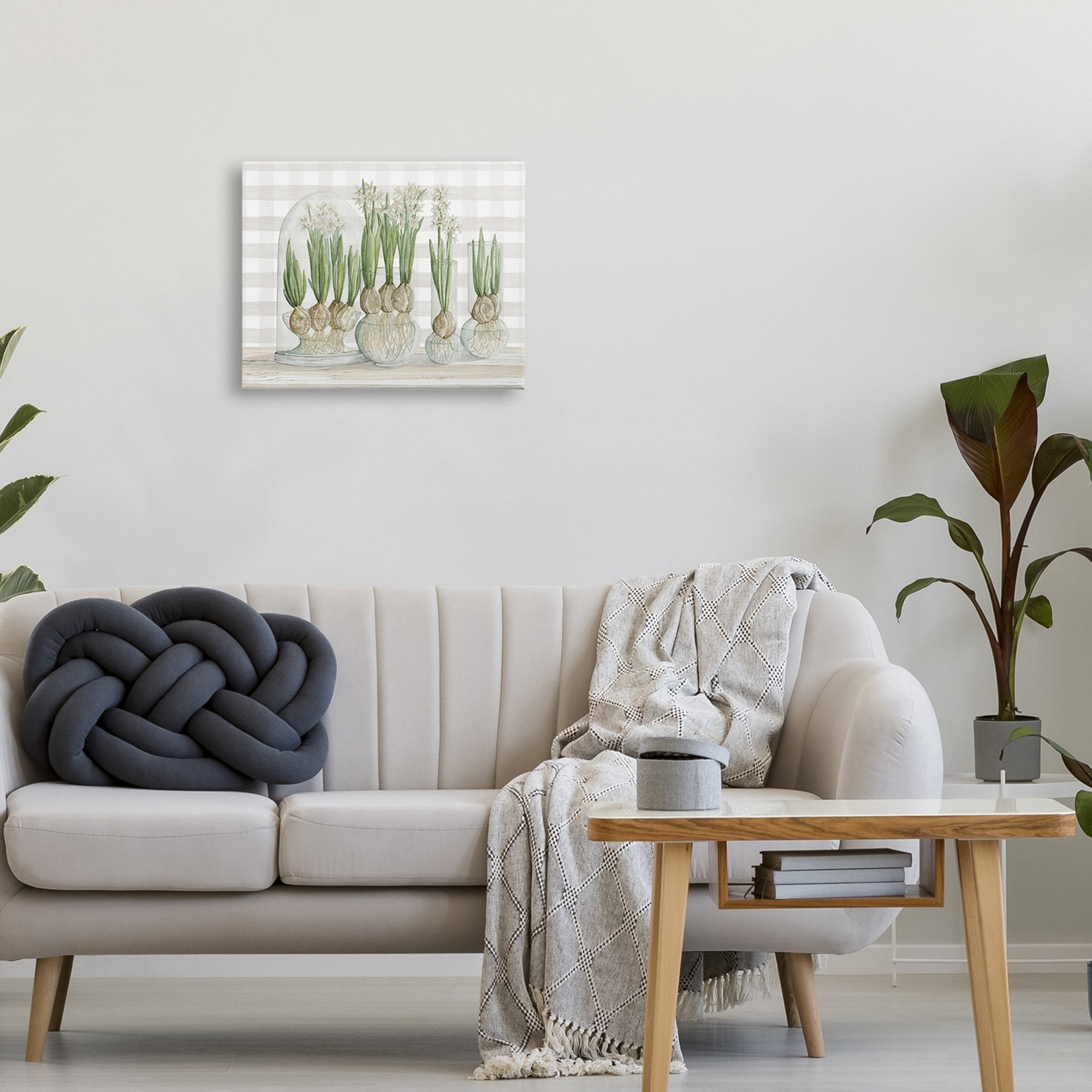 Stupell Industries Rustic Botanical Plants Flowers Glass Planter Country Tartan Paintings Gallery-Wrapped Canvas Print Wall Art, 48x36, by Cindy Jacobs