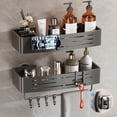 thumbnail image 2 of Corner Shower Caddy Suction Cup, Corner Shower Shelves No Drilling, Aluminum Upgrade Suction Cup Shower Organizer with Towel Bar & Hooks Removable Bathroom Storage Rack(2 Pack, Matte Gray), 2 of 8