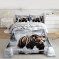thumbnail image 2 of Manfei Jungle Bear Bedding Comforter Set,Snowm Mountai8N Pine Pattern Twin Comforter Sets,White Brown Bedding Set For Boys Kids,Breathable Home Decor Reversible,2pcs, 2 of 8