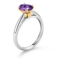 thumbnail image 3 of Gem Stone King 10K White and Yellow Gold Purple Amethyst Solitaire Engagement Ring for Women (1.15 Cttw, Oval 8X6MM, Gemstone February Birthstone, Available in Size 5, 6, 7, 8, 9), 3 of 4