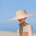 thumbnail image 6 of Wide Brim Straw Hat Women: Womens Straw Hat, Flat Top Sun Hat with Adjustable Chin Strap, for Beach Garden Party, 6 of 11