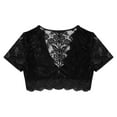 thumbnail image 4 of Fashion Women's Casual Lace Solid Color Short Sleeve V-Neck Blouses Shirts, 4 of 5