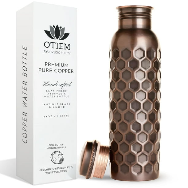 Botella Otiem Pure Copper, 1 L, a prueba de fugas, ayurvédica