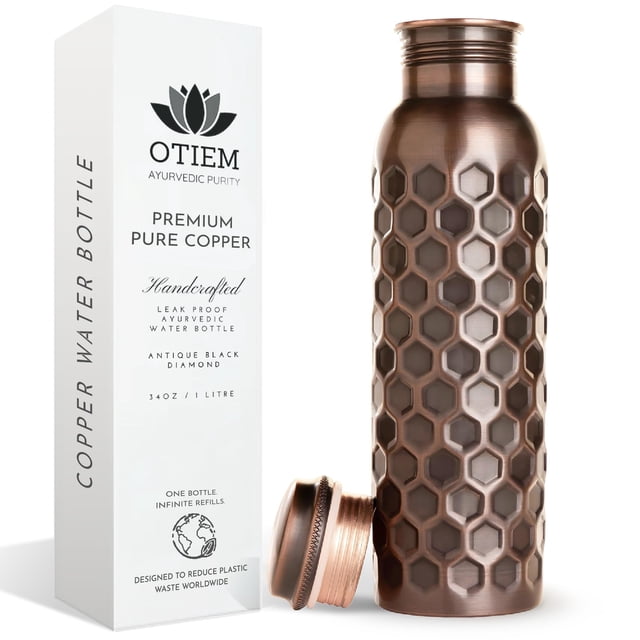 Botella Otiem Pure Copper, 1 L, a prueba de fugas, ayurvédica