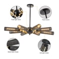 thumbnail image 3 of 34" Modern Industrial Chandelier, 8-Light Black and Gold Metal Pendant Light with Mesh Shades, E26 Base, Adjustable Height for Dining Room, Living Room, or Kitchen Island (Bulb Not Included), 3 of 9