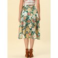 thumbnail image 3 of INSPIRE CHIC Falda cruzada midi de chifón con dobladillo asimétrico y cintura alta con purpurina floral para mujer Verde XL, 3 of 4