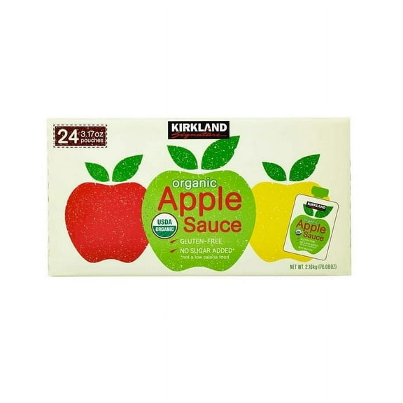 Kirkland Signature Organic Applesauce, 3.17 oz, 24-count