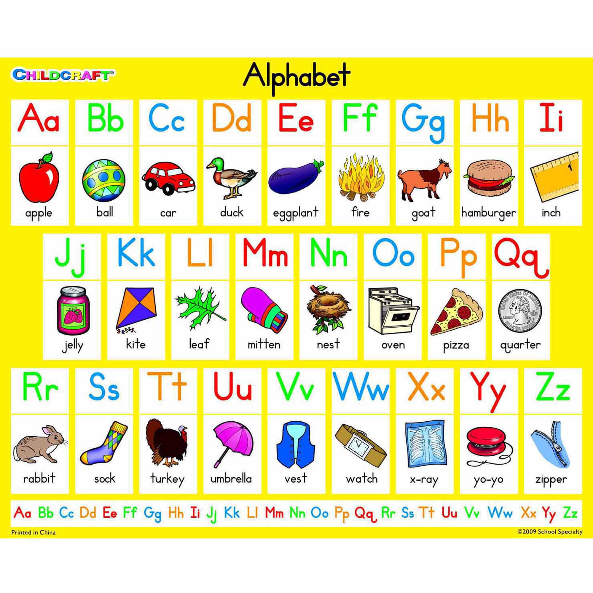 Childcraft Literacy Charts English Alphabet, 9" x 11", Set of 25