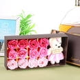 thumbnail image 4 of Oso de peluche con 12 rosas de jabón, regalo romántico de San Valentín con caja (rosa), 4 of 9