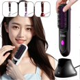 thumbnail image 2 of Hair Straightening Comb with Digital Display, USB Heated Hair Straightening Comb, Rechargeable Flat Iron Heating Curler, Hair Styling Tool, 2 of 5