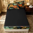 thumbnail image 4 of Erosebridal Hippie Wildflower Zipper Twin Comforter Sets with Fitted Sheet and 2 Pillowcases for Women Girls, Black Orange Boho Floral Zipper Bedding Set, Black Reversible, 4-Piece, 4 of 7