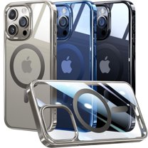 Dteck Official Color Match for iPhone 15 Pro Max Case, Compatible with MagSafe, Non-Yellowing Clear Plating Bumper Shockproof Strong Magnetic Cover for iPhone 15 Pro Max,Gray