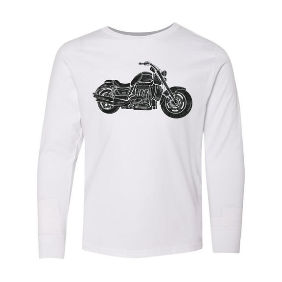 Inktastic Distressed Motorcycle Long Sleeve Youth T-Shirt