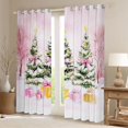 thumbnail image 2 of Feelyou Girly Pink Bow-tie Blackout Curtains Set of 2 (52x84 Each), Winter Jungle Tree Botanical Window Curtains, Christmas Gifts Curtains and Drapes, Window Curtains Home Decor, 2 of 6