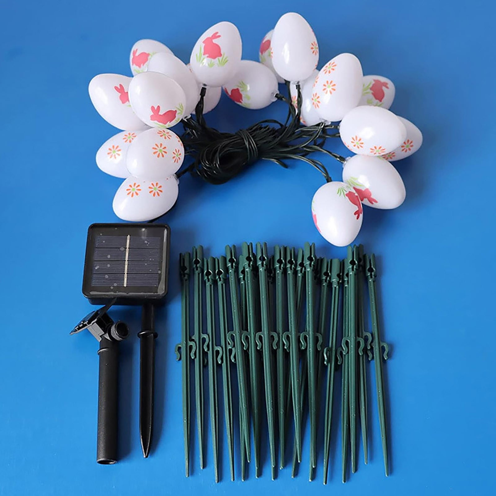 Hxlamzoo Solar Easter Egg Stake Lights with 20 LEDs & 8 Modes - Waterproof IP55 Outdoor Decorative String Lights for Garden, Yard - Auto On/Off Solar Powered LED Egg Light