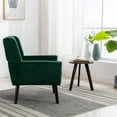 thumbnail image 3 of Accent Chair for Living Room, Mid Century Velvet Upholstered Single Sofa Club Chair with Tight Backrest and Armrest, Ergonomic Leisure Armchair for Indoor Home Bedroom Reading Room, Retro Green, 3 of 7