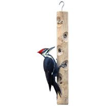 Large Cedar Suet Log Feeder for and Chickadees